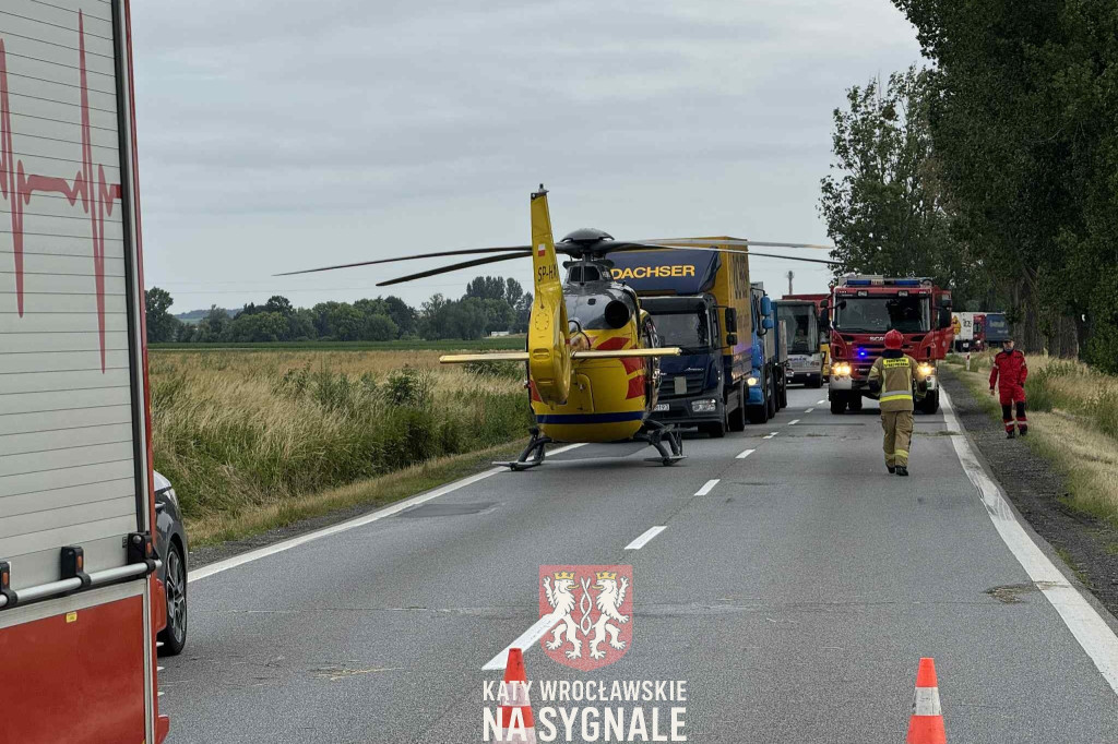Zablokowana DK8 po wypadku. Lądował LPR