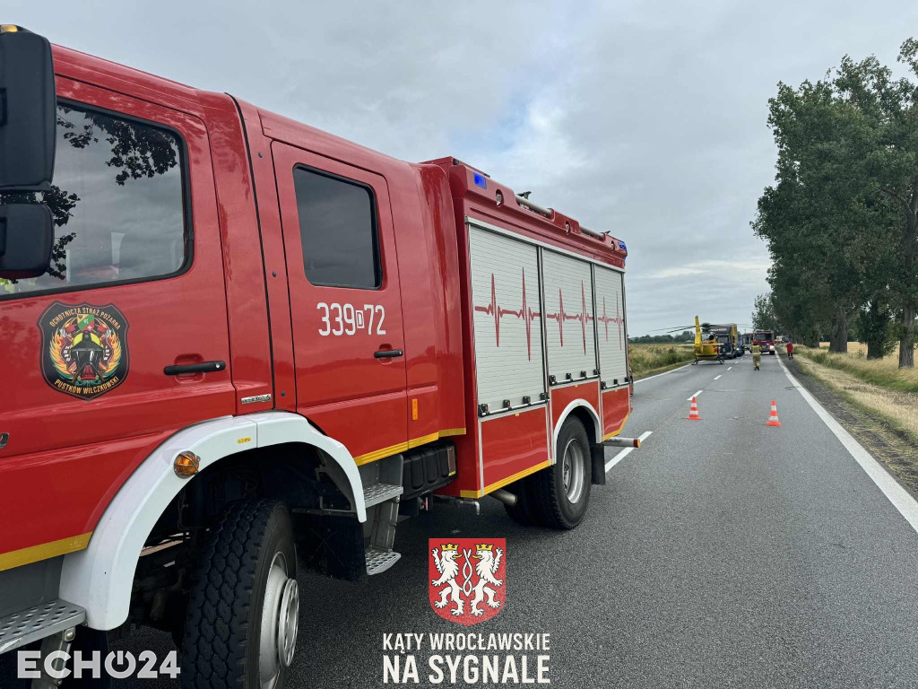 Zablokowana DK8 po wypadku. Lądował LPR
