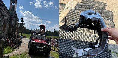 Piorun trafił w rowerzystkę w Górach Izerskich. Kask dosłownie się rozpadł